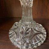 pair of cut glass candlesticks with lion and ram head decor, late 19th century