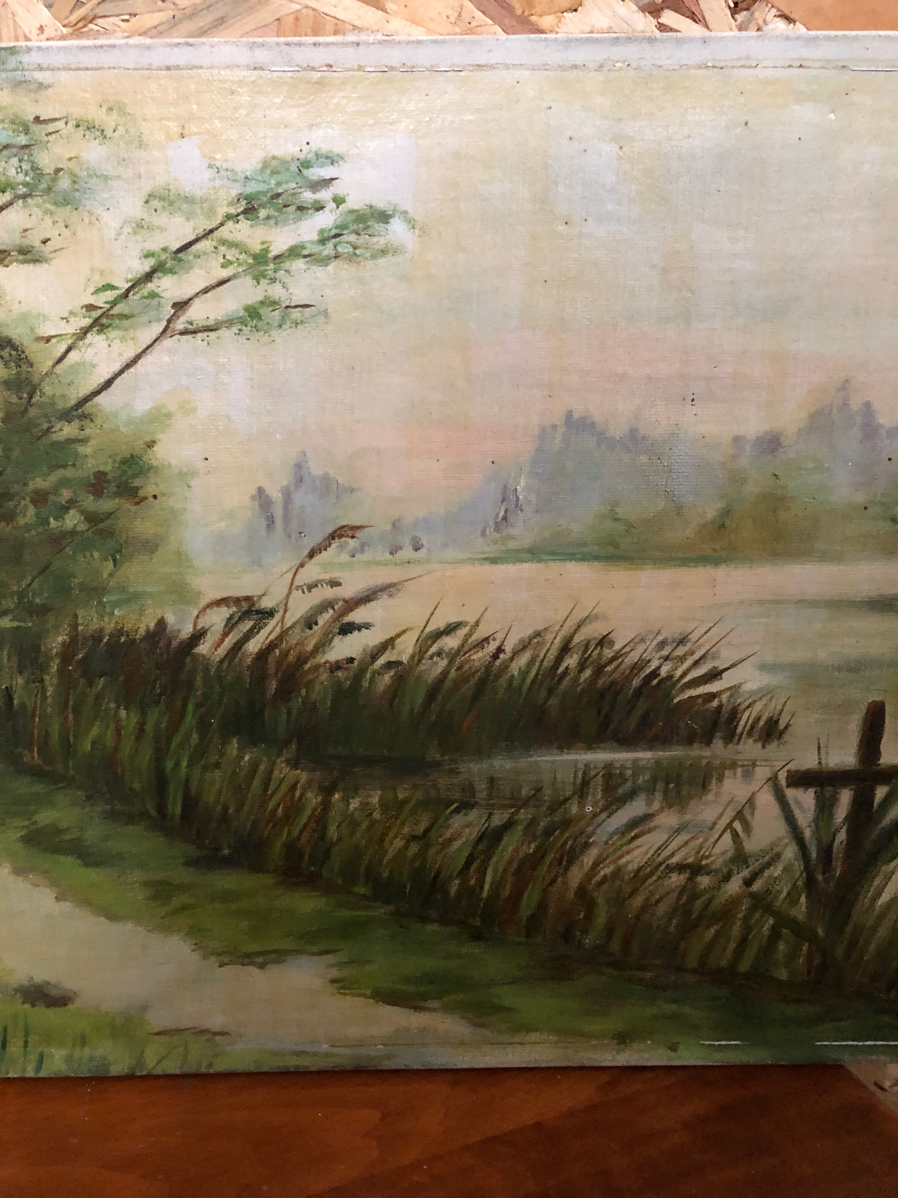 Old painting oil on canvas C. Guyon Campaign XIXth Vintage