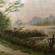 Old painting oil on canvas C. Guyon Campaign XIXth Vintage