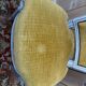 Set of 6 Louis XVI style chairs with polished wood and velvet.