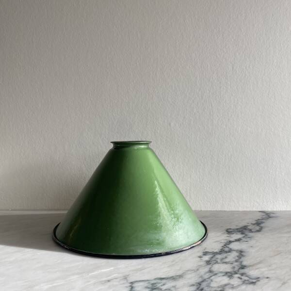 Green enamelled lampshades x4