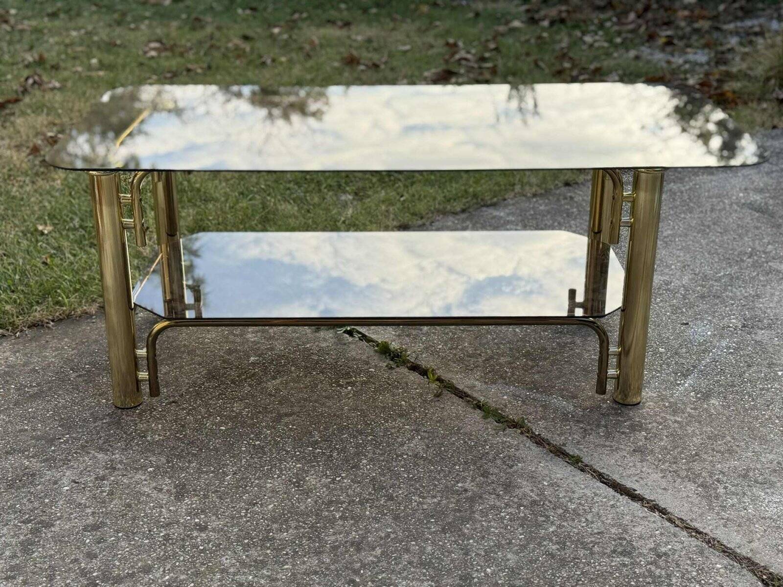 Vintage brass and glass coffee table, 1970s
