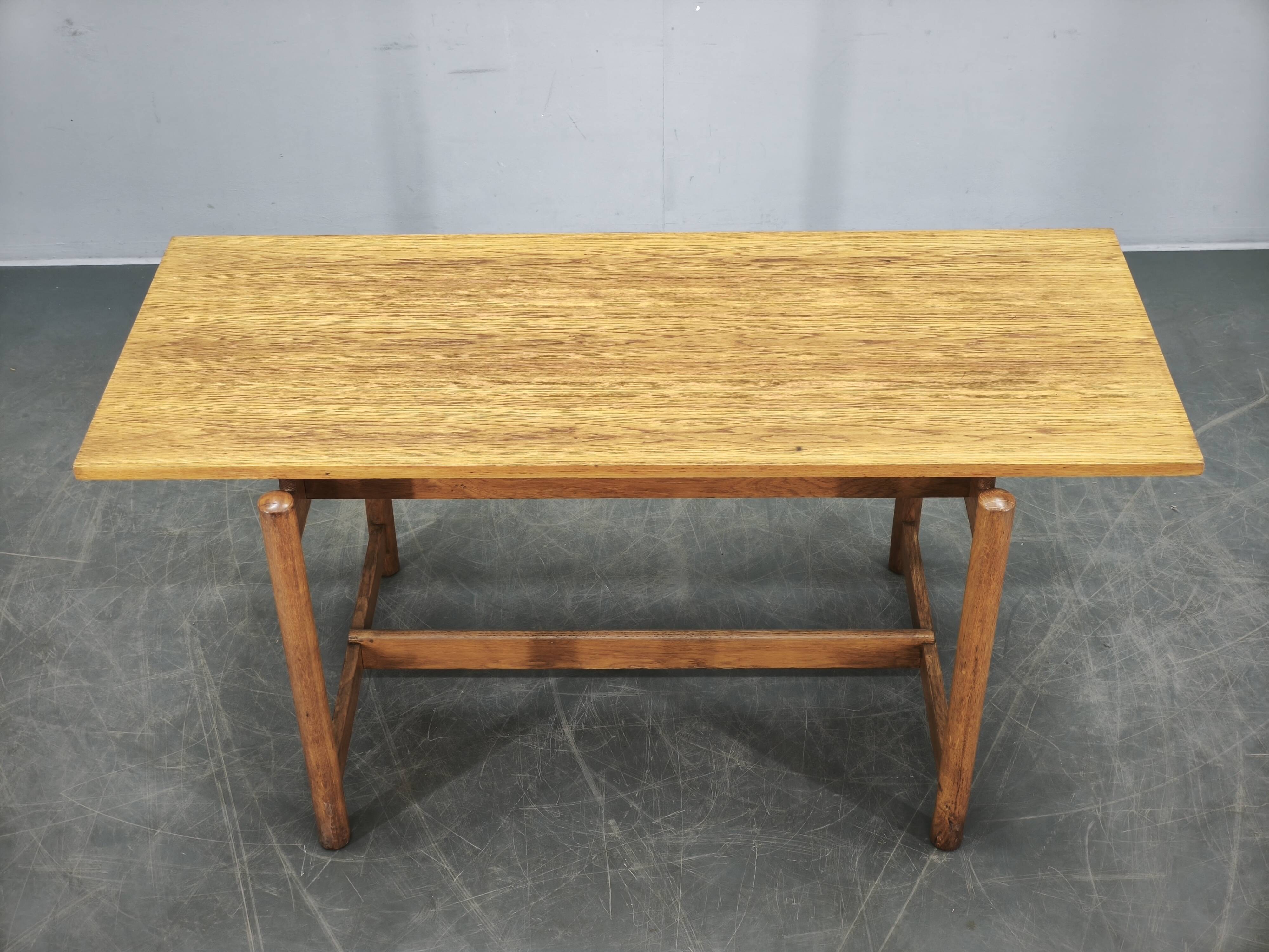 1960s Czech Coffee Table in Solid Oak by Krásná Jizba