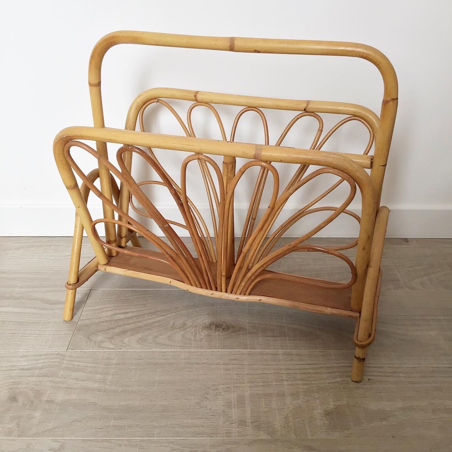 Vintage rattan magazine holder
