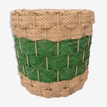 Bohemian Moroccan bedside lamp in vegetable fiber palm straw woven by hand