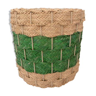 Bohemian Moroccan bedside lamp in vegetable fiber palm straw woven by hand