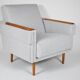 Fauteuil moderne du milieu du siècle, restauré, 1960, tissu gris clair
