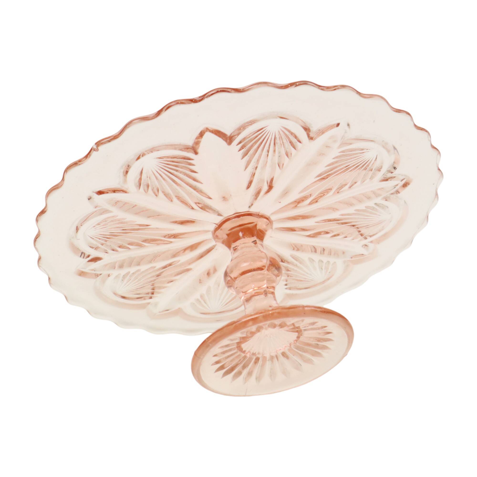 Art Deco Pink Cake Bowl Pastry Bowl Depression Glass 28cm