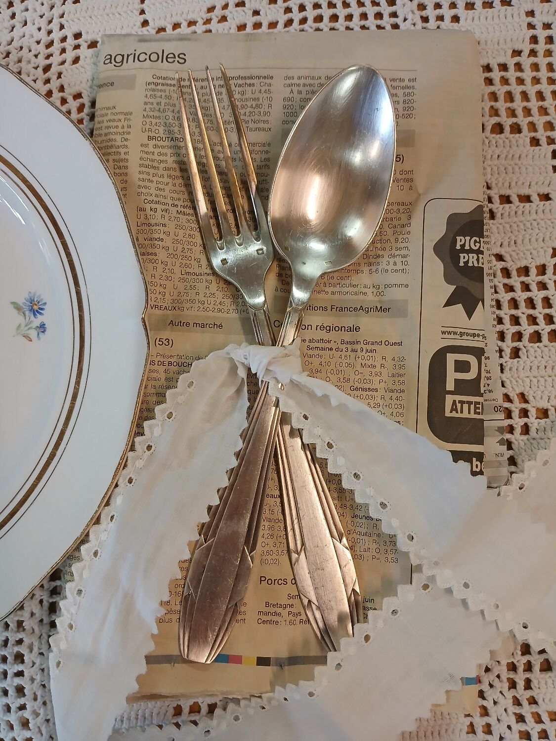 Set of 10 antique silver-plated cutlery
