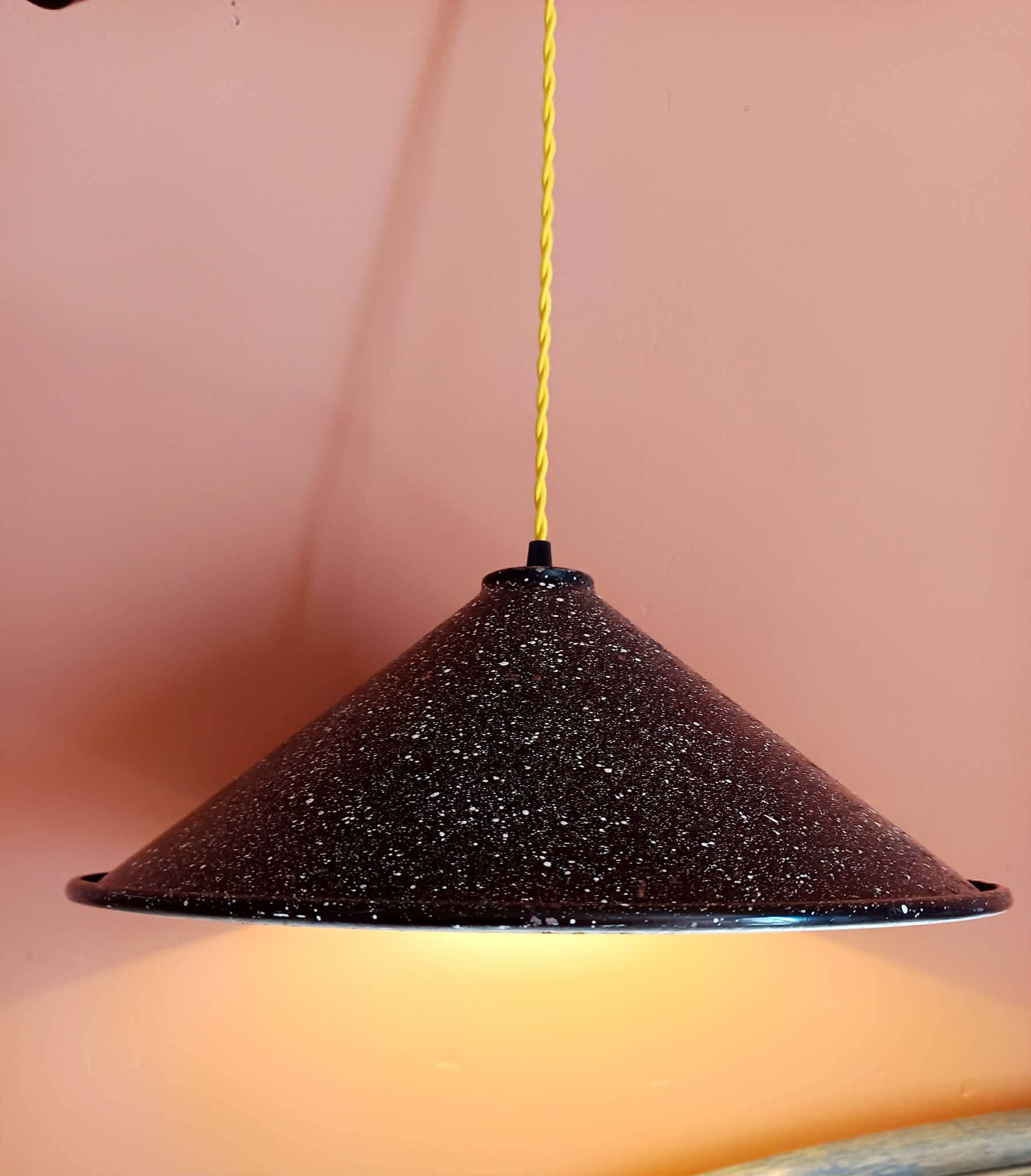 Large vintage industrial sheet metal pendant light 39 cm