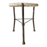 Folding stool in metal and braided scoubidou wire