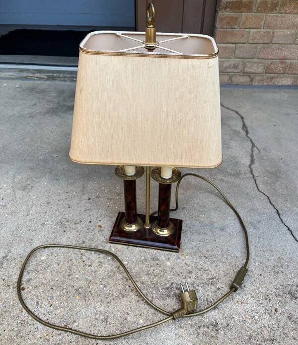 Double column lamp "Le Dauphin" – Turtle shell effect and brass