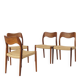 4 des 6 chaises Niels Otto Møller modèle 71, années 1960, en palissandre danois du milieu du siècle.