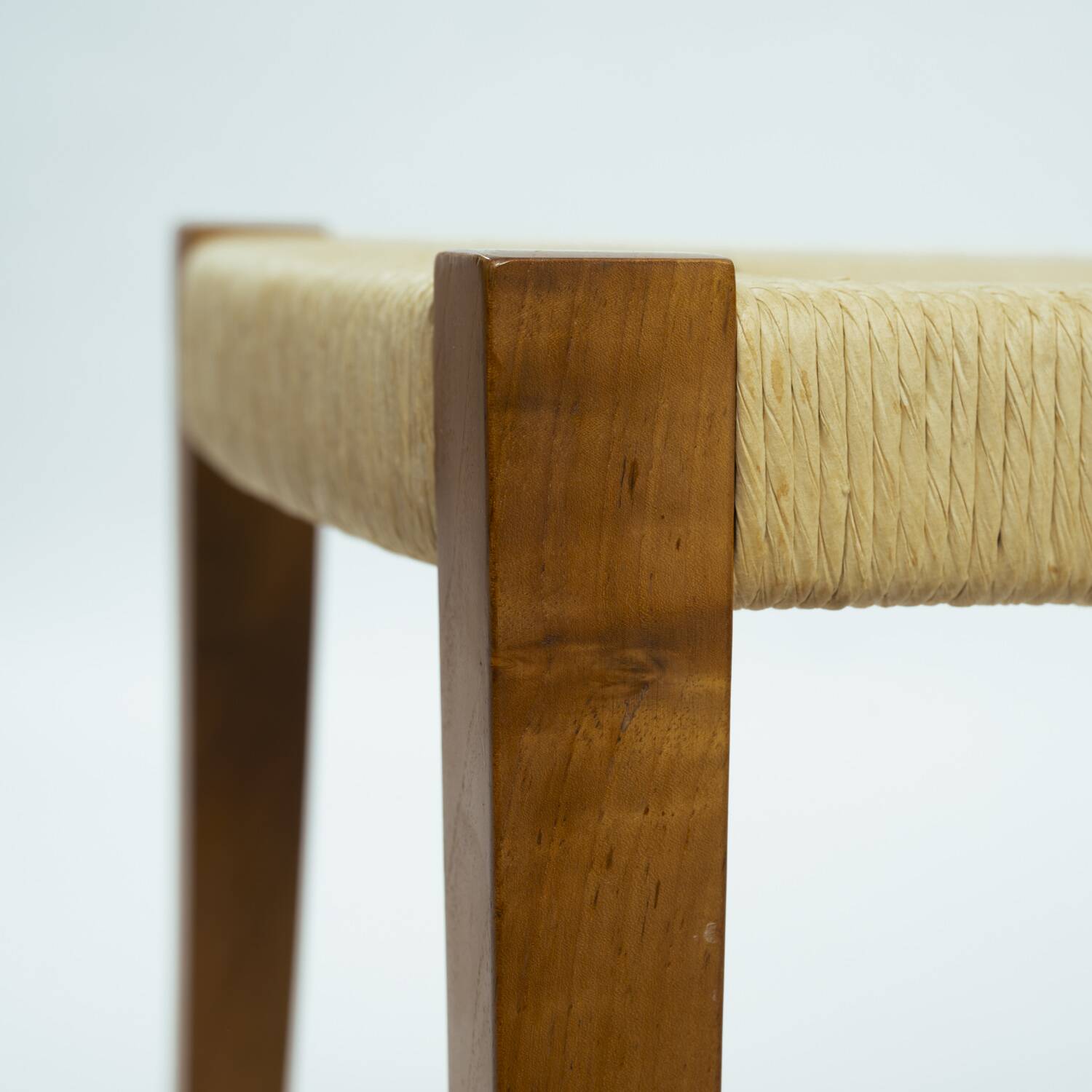 Walnut Molteni & C dining chairs with papercord seating, Italy, 1990s