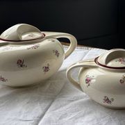 Duo Teapot & Sugar Bowl Salins France - Vintage Floral Decor - + 2 cups