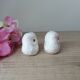 Vintage japan white and pink ceramic owl salt and pepper shaker set
