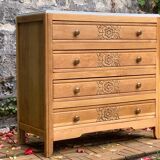 Art deco raw oak chest of drawers 1930