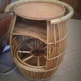 Bar on wheels vintage rattan