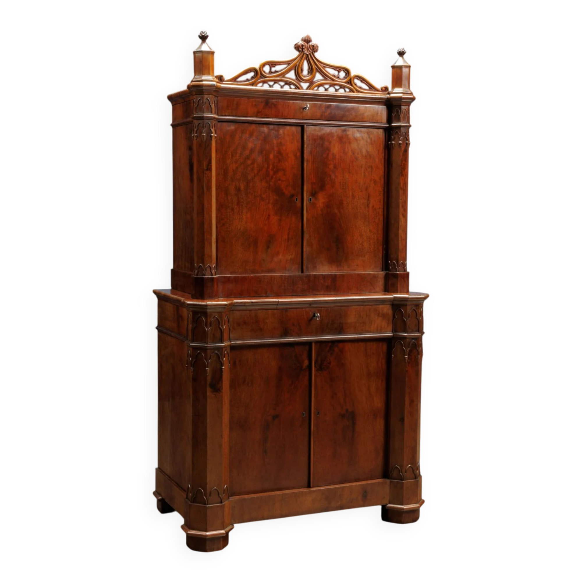 Ancient Piedmontese cabinet in wood, Italy, 19th century