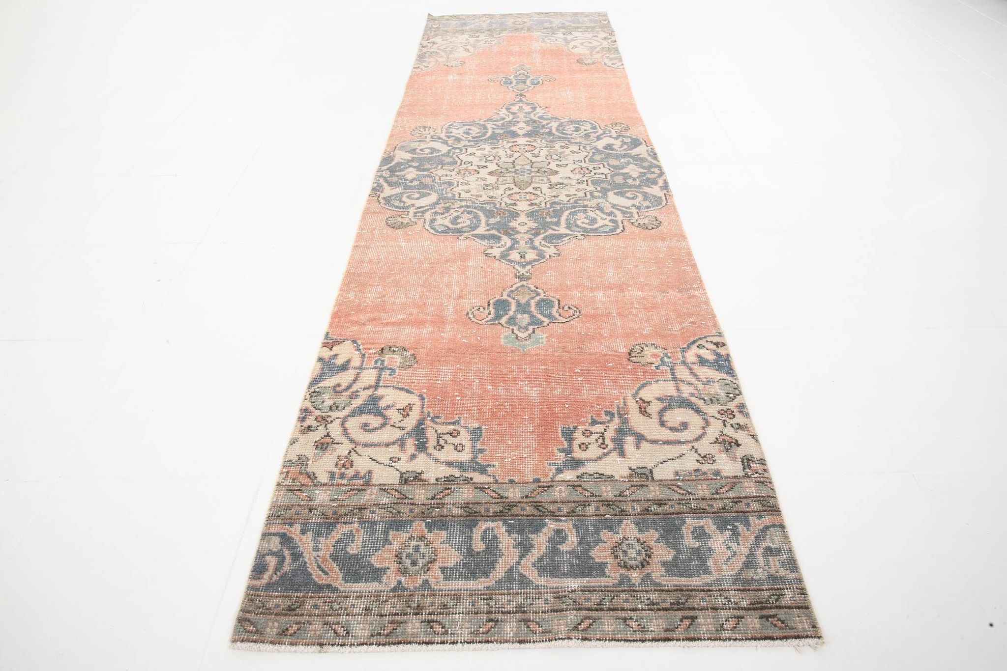 3x10 Rug For Hallway Pale Red Oriental Vintage Runner Rug 91x315Cm