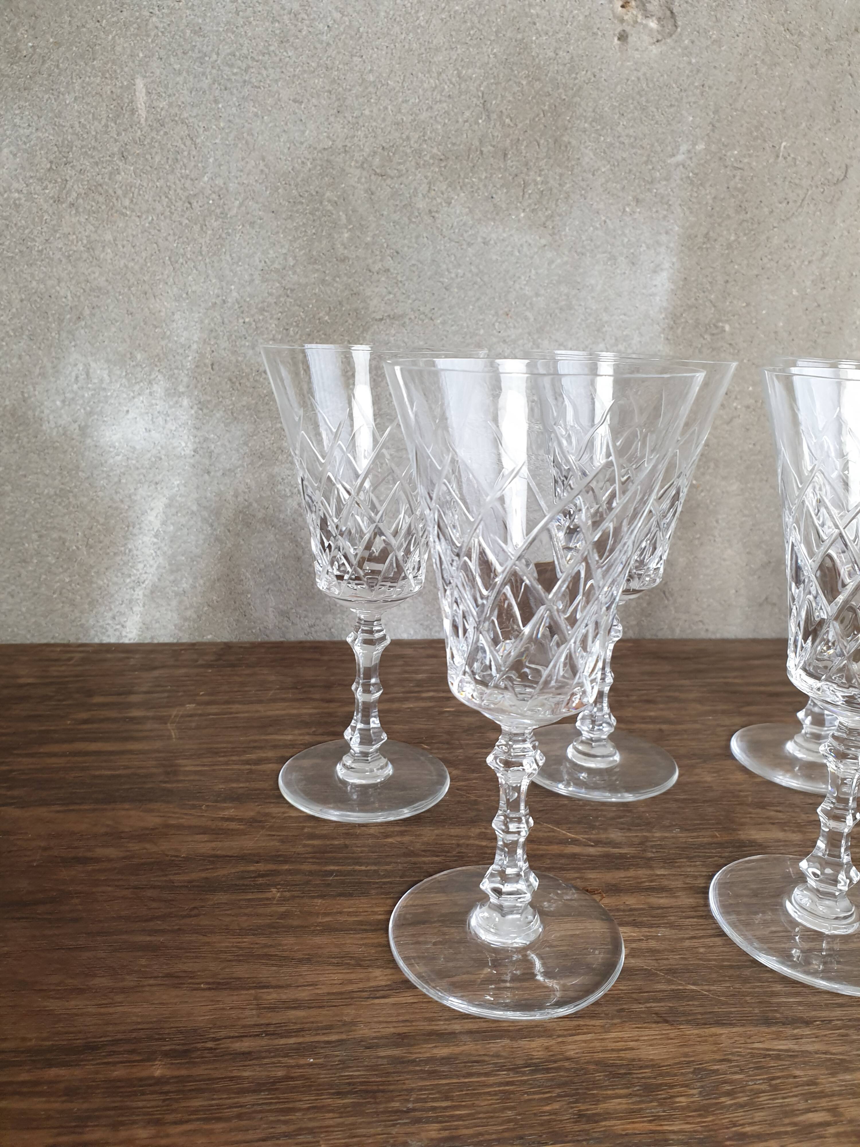 set of 7 crystal glasses