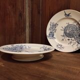 French vintage serving stand plate, R. Lafitte, Terre de Fer, Salins