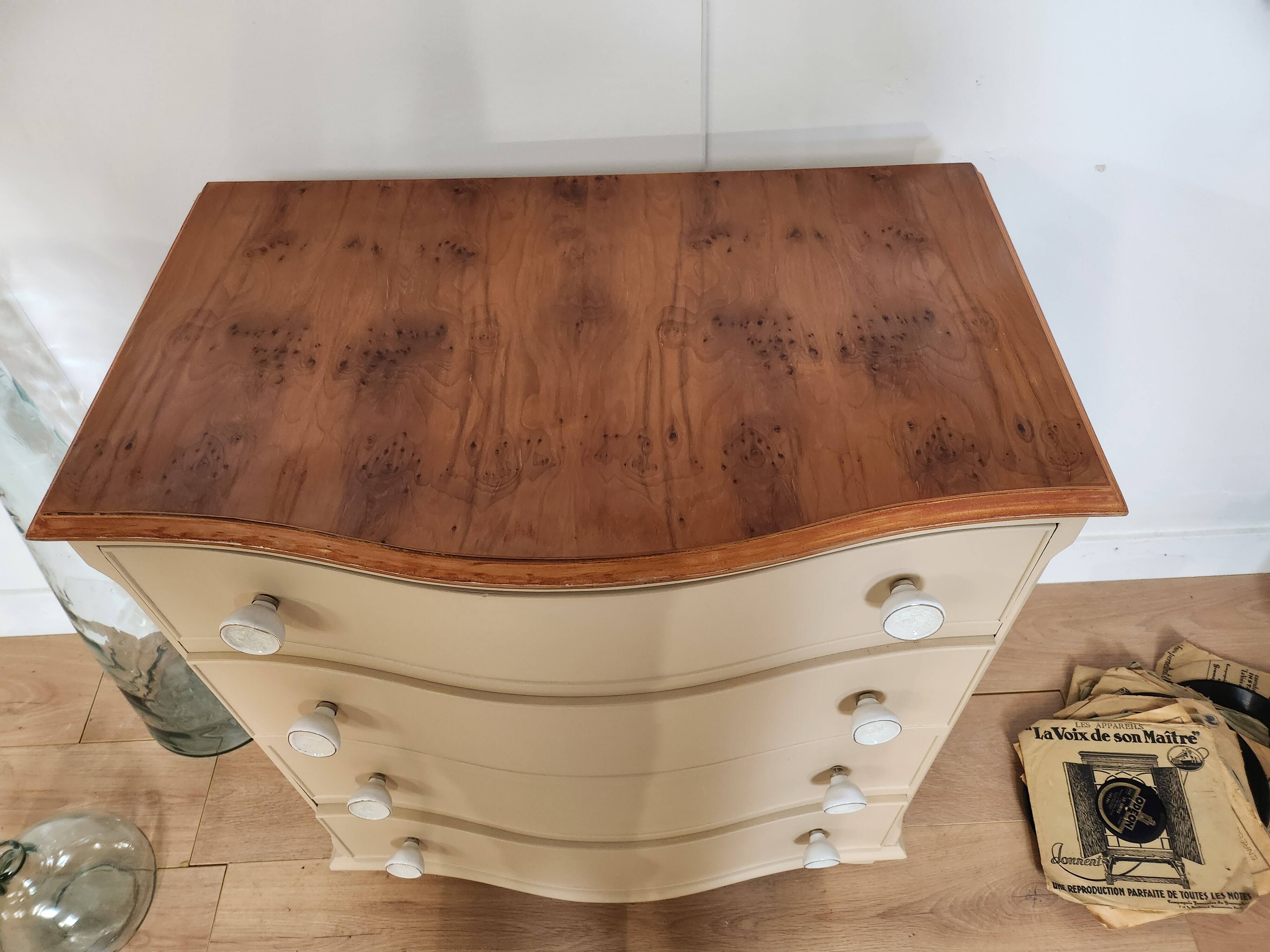 Chest of drawers with rounded front
