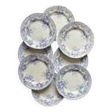 8 flat ironware plates Bouquets, Creil and Montereau late 19th century