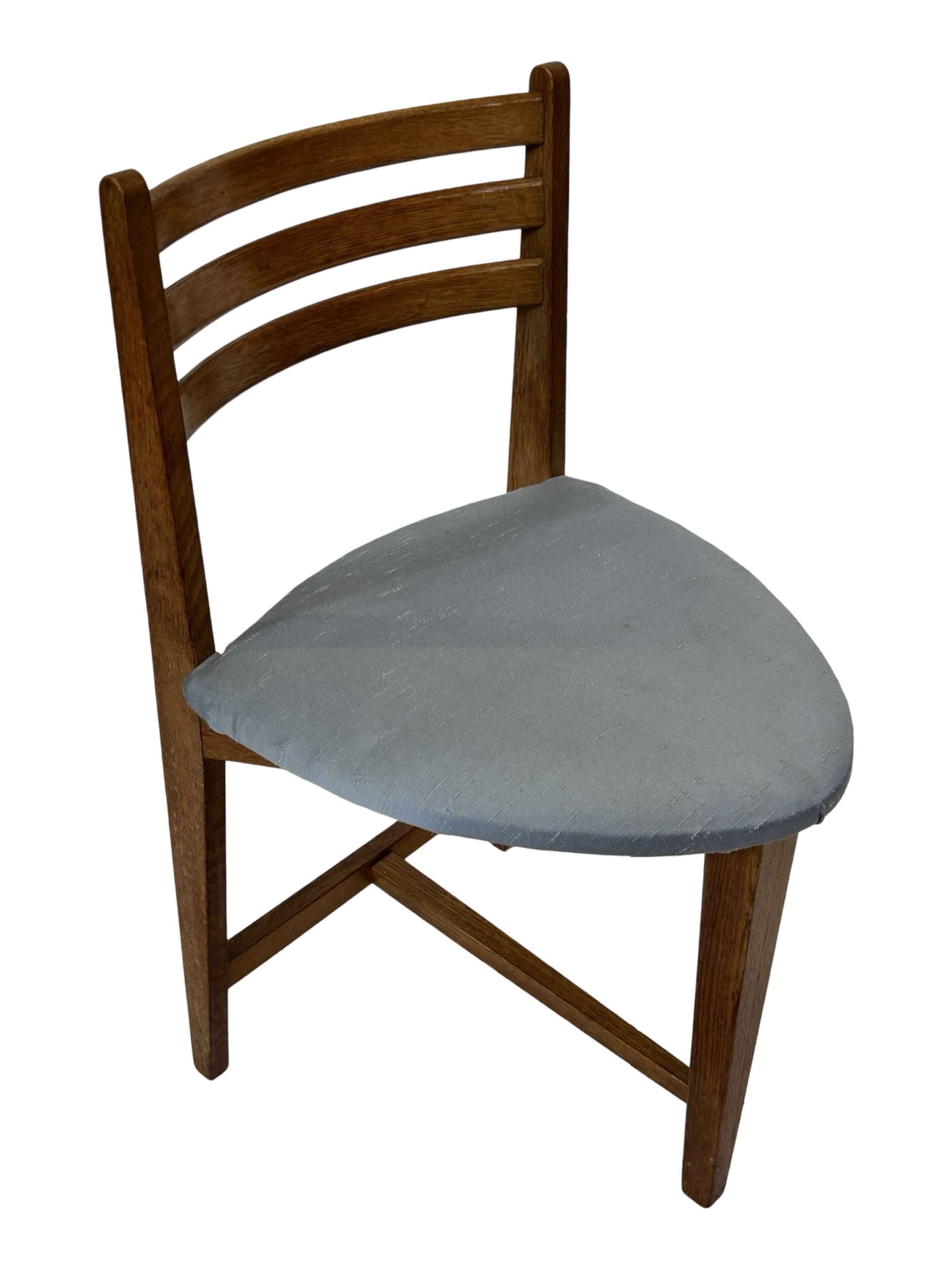 Vintage rare three-legged dining chair 1960s oak heart chair