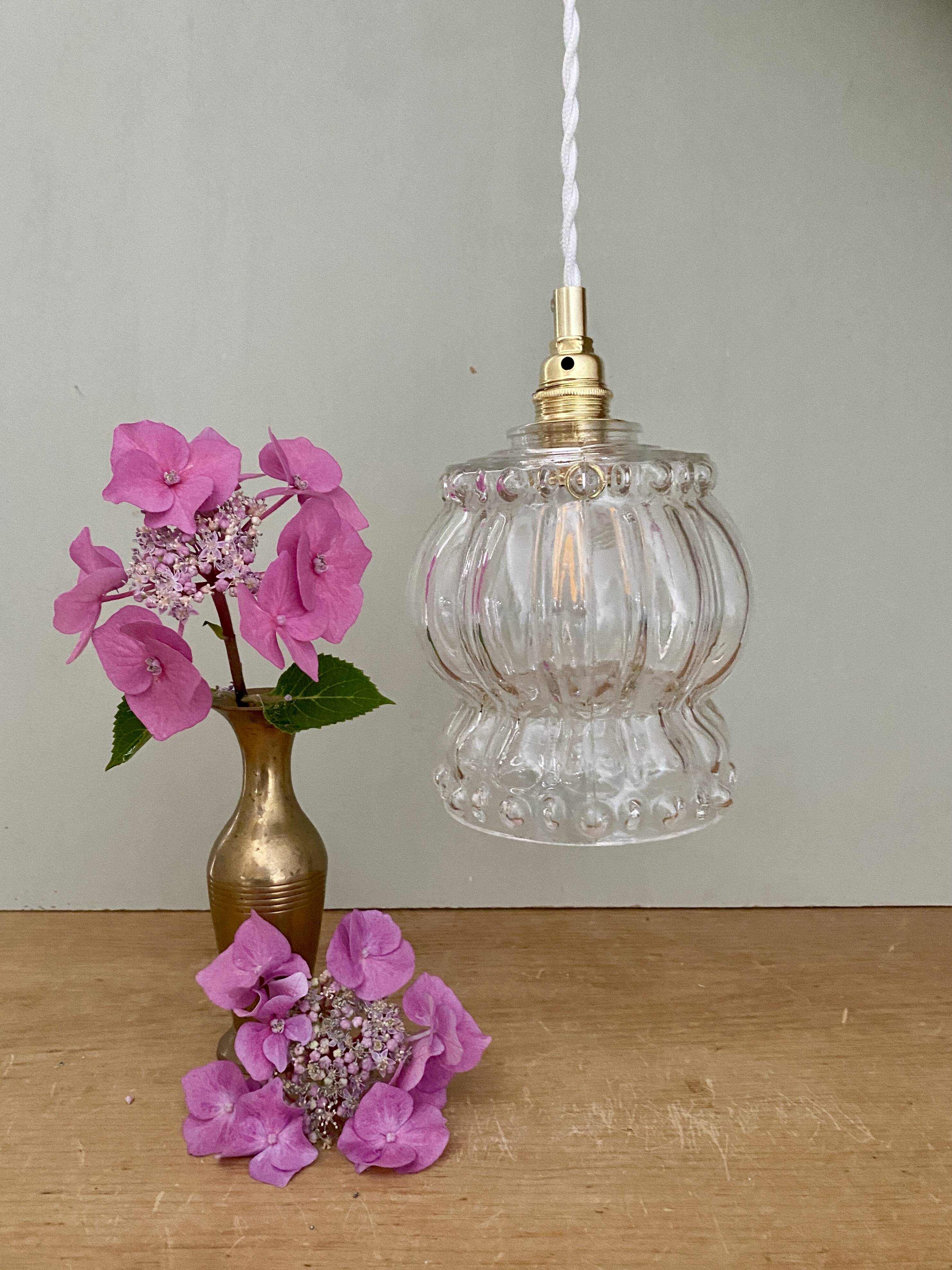 Vintage molded glass globe pendant light
