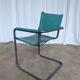 Vintage Mart Stam Style Armchair: Turquoise Leather, Black Chrome Cantileve