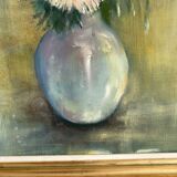 Still life bouquet of chrysanthemums, oil on canvas