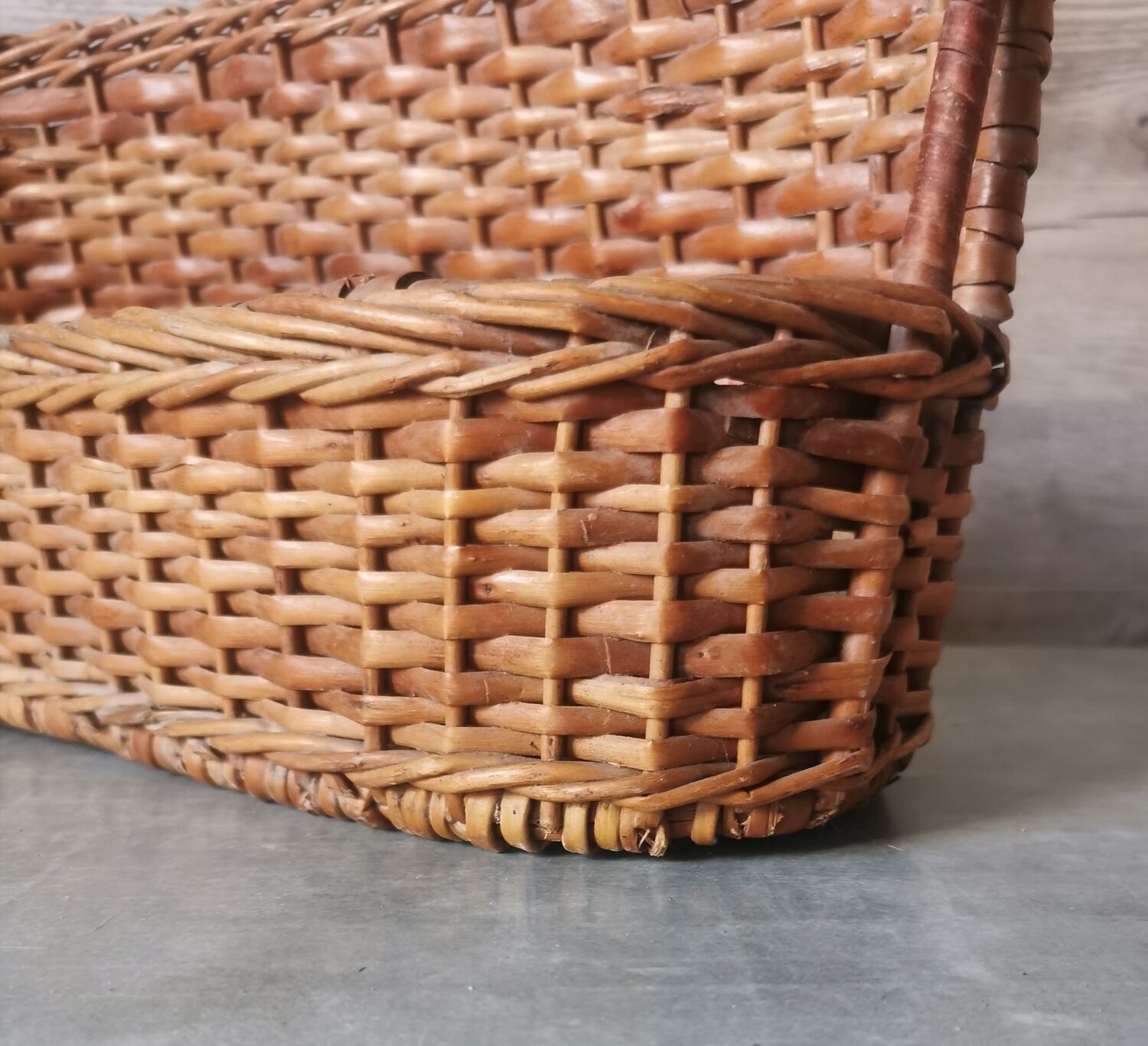Vintage wicker bottle rack