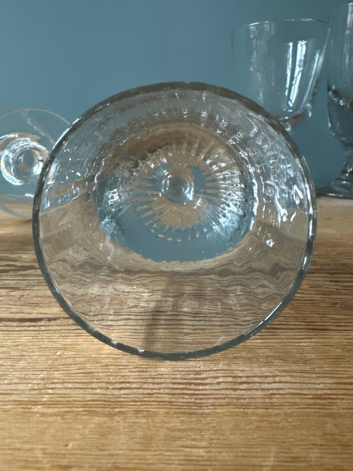 Set of 6 mismatched antique stemmed glasses
