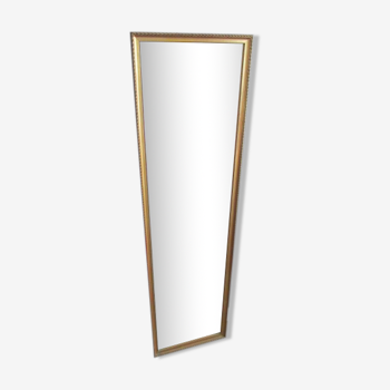 Beveled mirror golden frame 70's 34x124cm