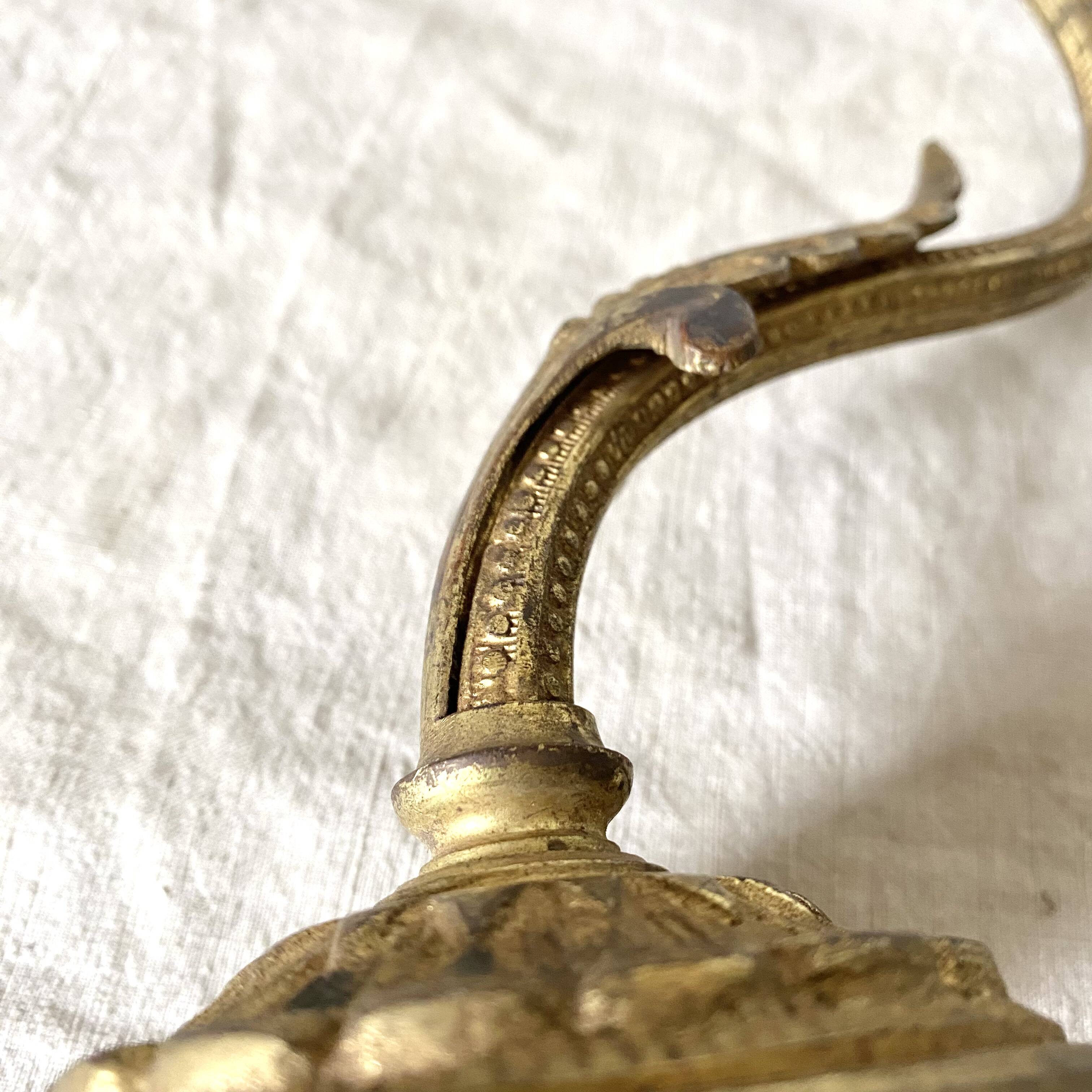 Antique bronze and glass tulip wall lamp