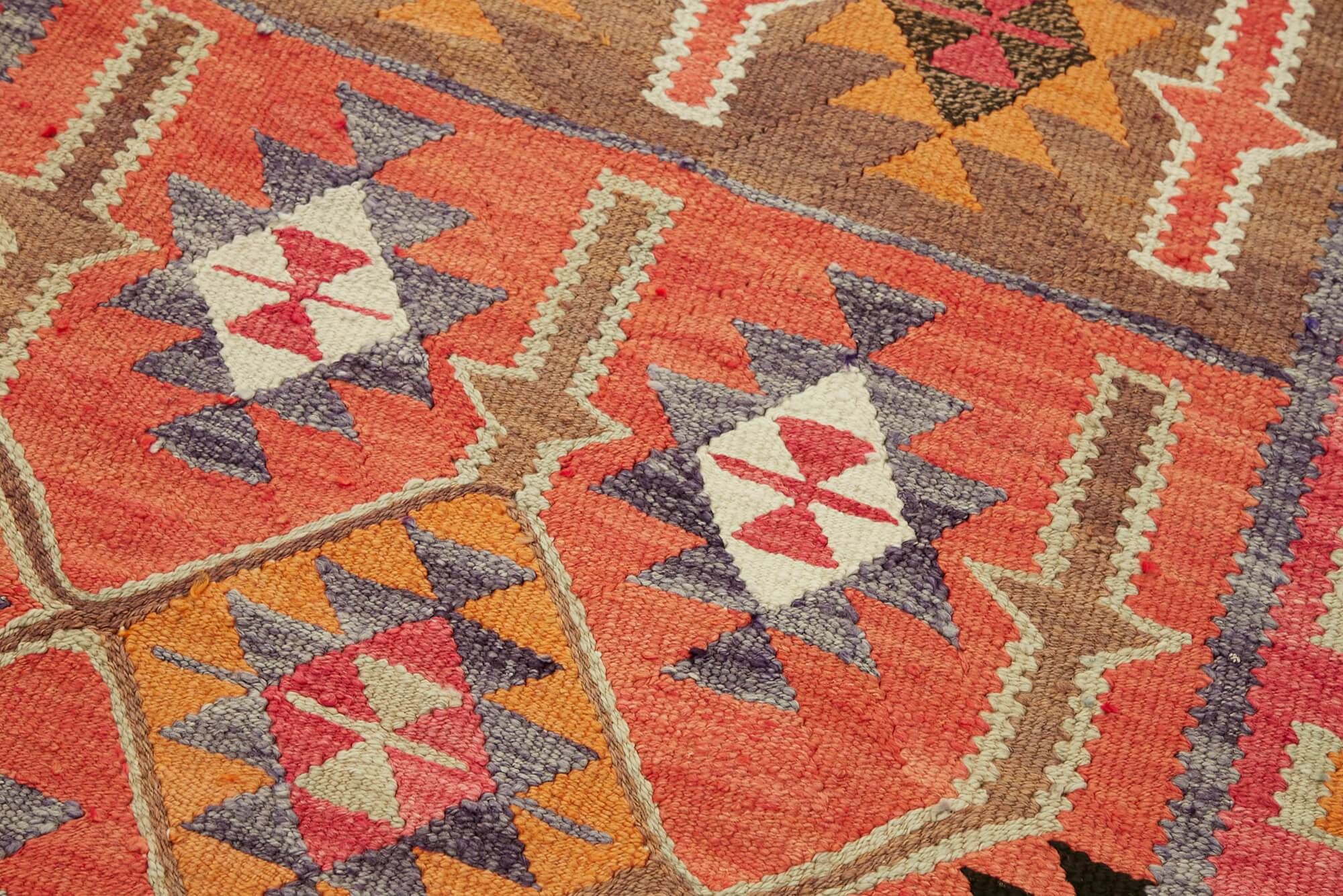 Turkish Handwoven Vintage Herki Kilim 97 cm x 325 cm