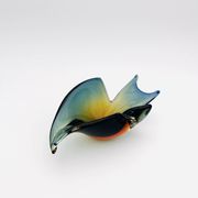 Pocket Vase Flavio Poli Murano Crystal Sommerso Blue Petrol Amber 21cm