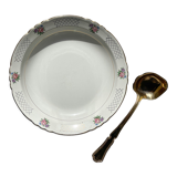 Plat creux vintage en faïence fleurie Moulin des Loups modèle "Cordoue"