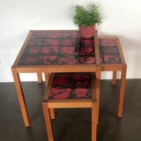 Tables gigognes en céramique rouget et teck