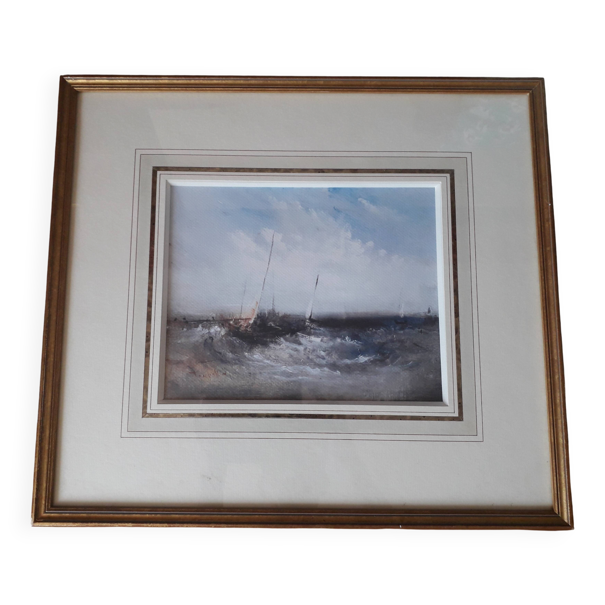 Tableau ancien représentant une marine