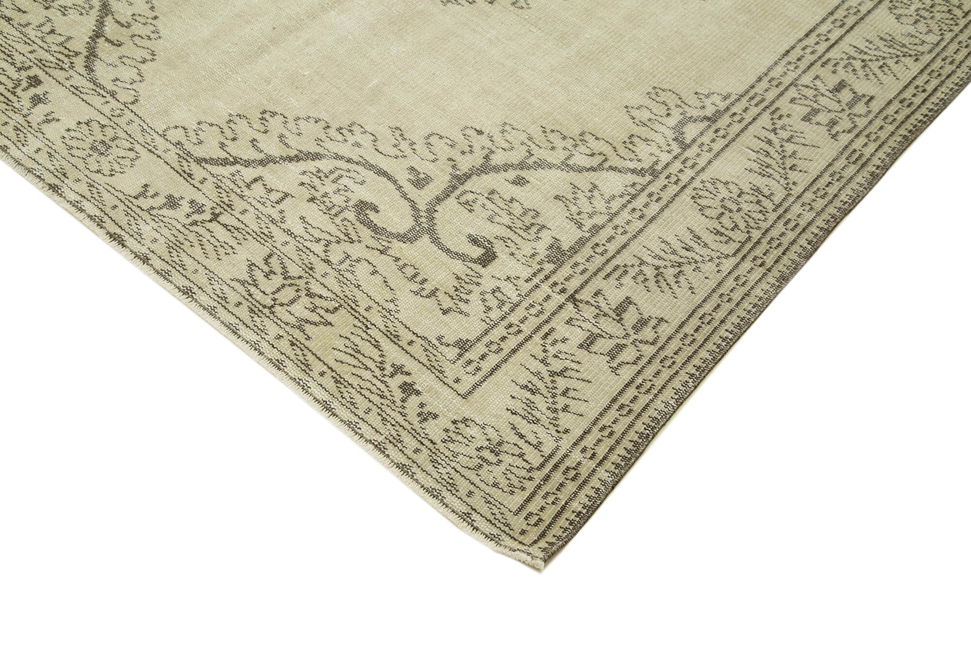 Handwoven rustic anatolian beige carpet 177 cm x 291 cm