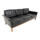 Scandinavian 3-seater leather sofa, Sweden, 1960s