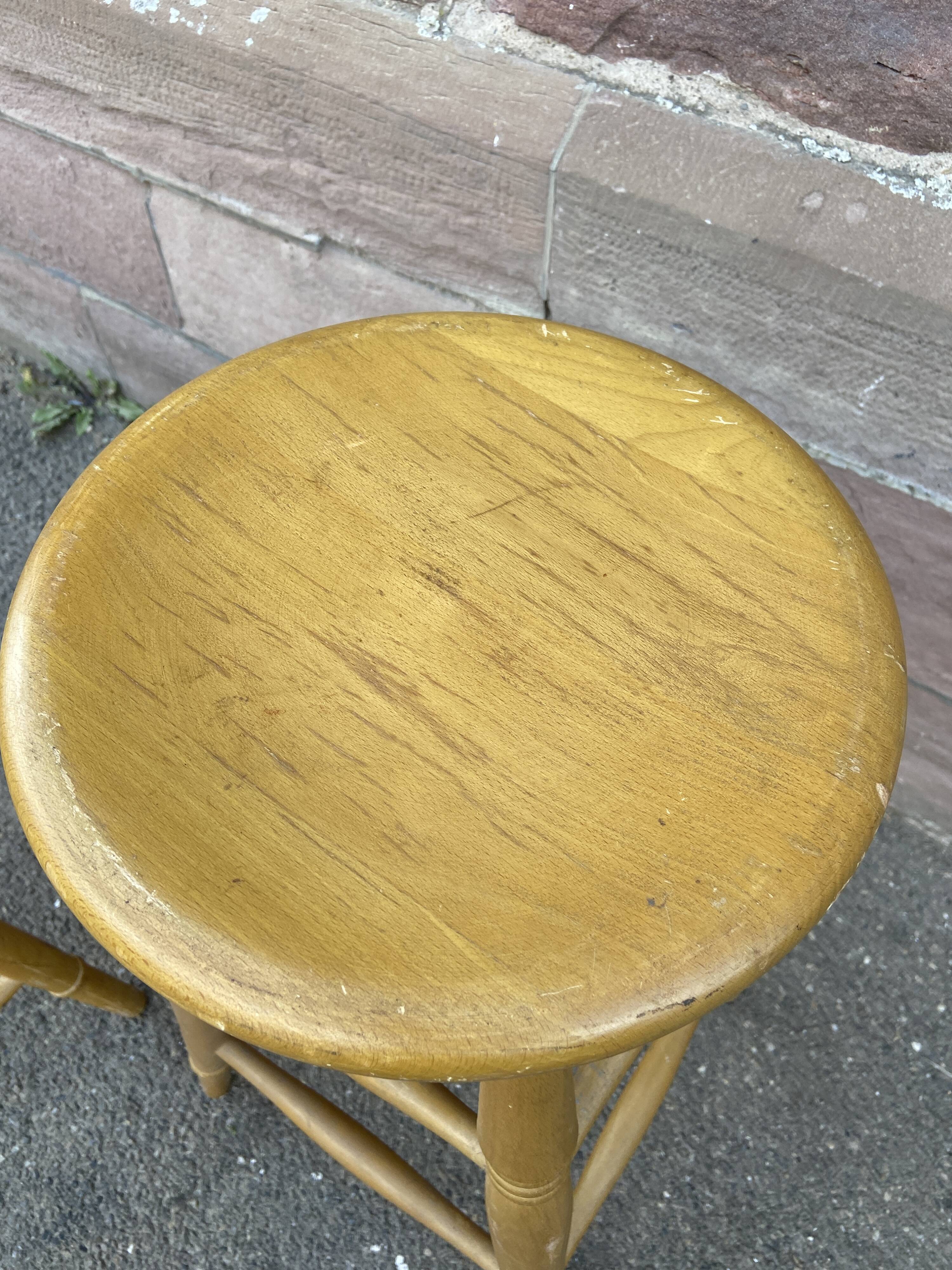 Paire de tabourets de bar bois 1960