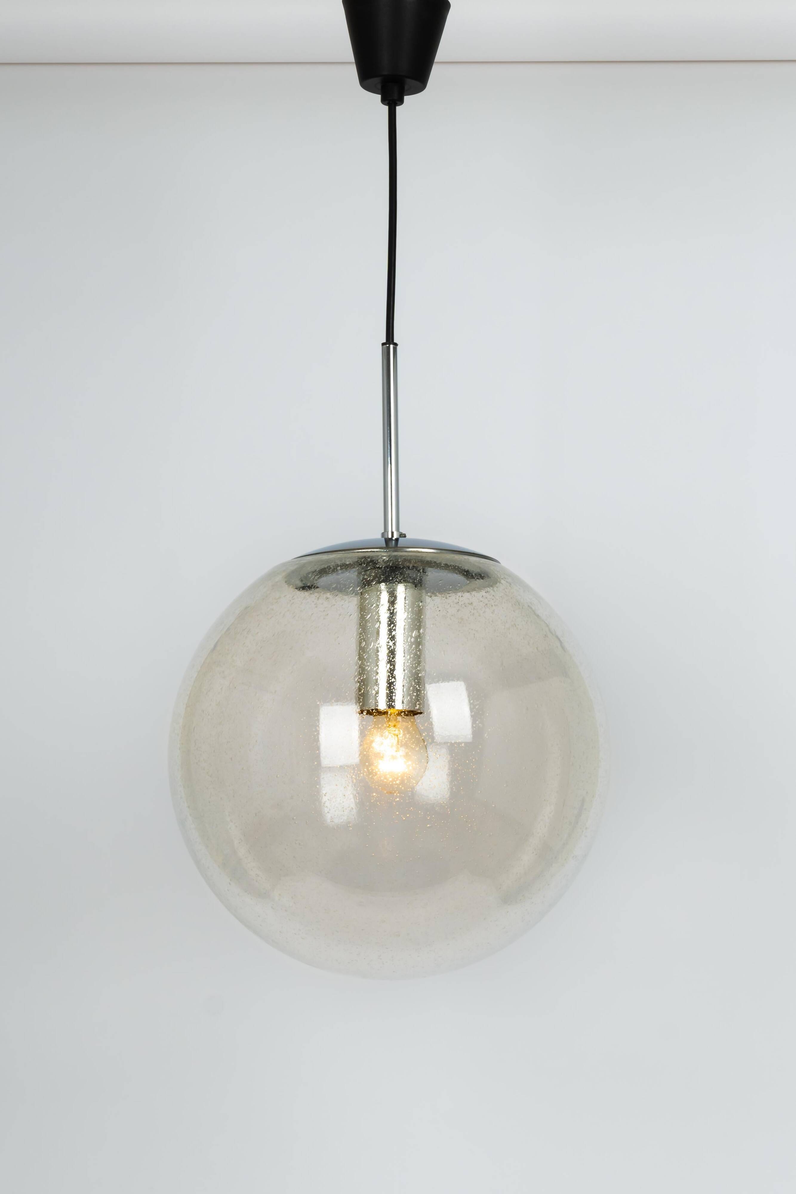 Limburg chrome pendant with clear glass ball, Germany, 1970s