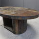 Table basse brutaliste ovale vintage, années 1970