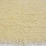 White Vintage Angora Wool Rug sku 1681
