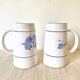 Flowery earthenware beer mugs