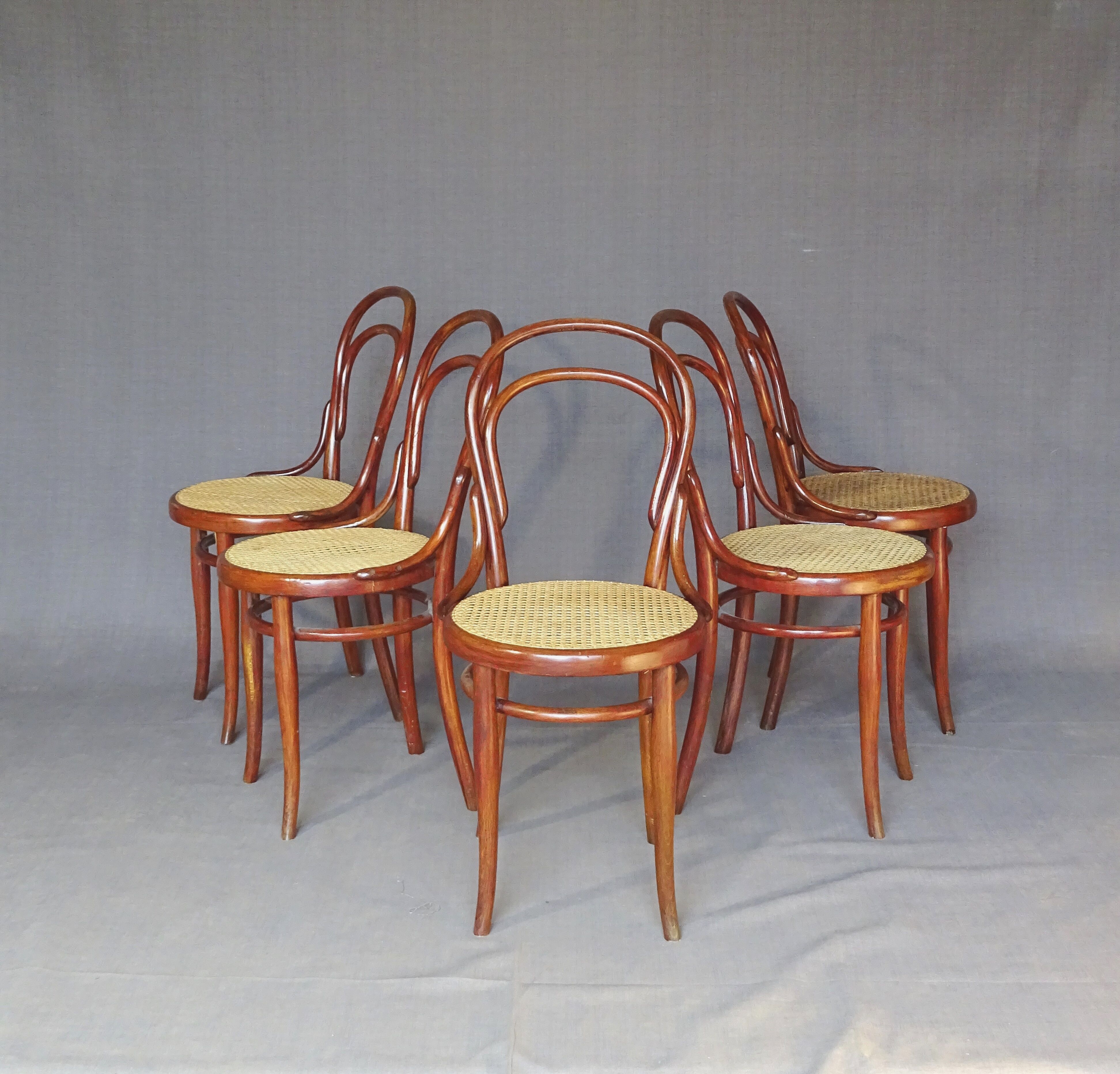 Lot de 5 chaise Thonet bistrot N°14 1/2 cannées