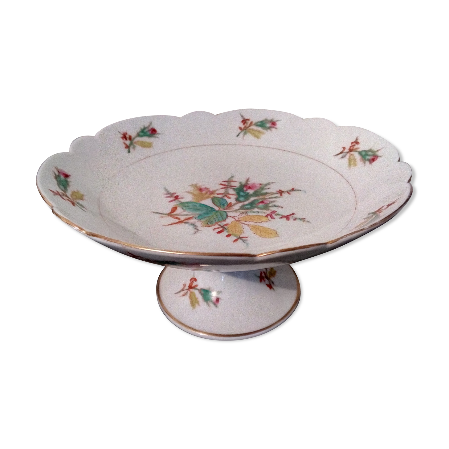 White porcelain &  flowers compotier